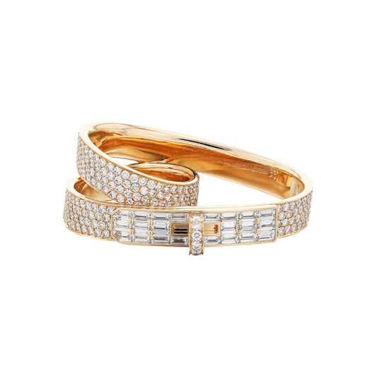 Lock-Inspired Double-Band Diamond Ring - LORDY JEWELLERY