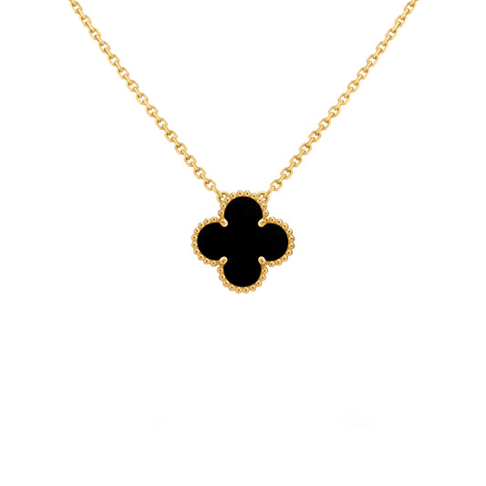 Single Clover-Motif Pendant — Onyx - LORDY JEWELLERY