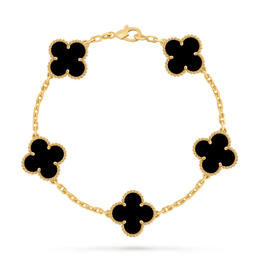 Five Clover Bracelet – Black Onyx (5-Motif) - LORDY JEWELLERY