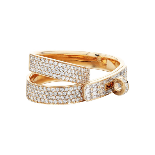 Lock-Inspired Double-Band Diamond Ring - LORDY JEWELLERY