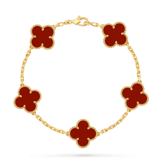 Five Clover Bracelet – Carnelian (5-Motif) - LORDY JEWELLERY