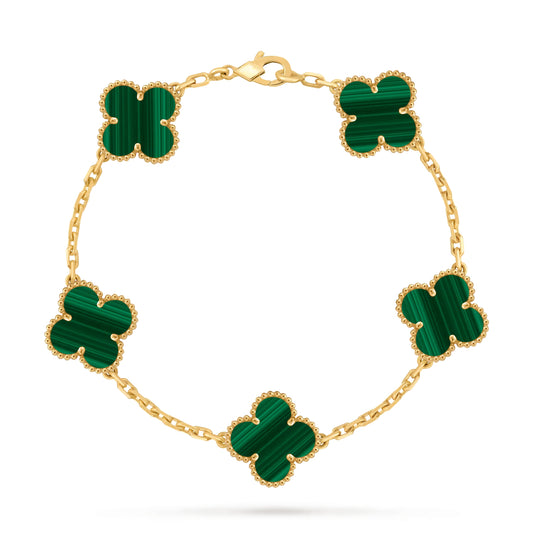 Five Clover Bracelet – Malachite (5-Motif) - LORDY JEWELLERY