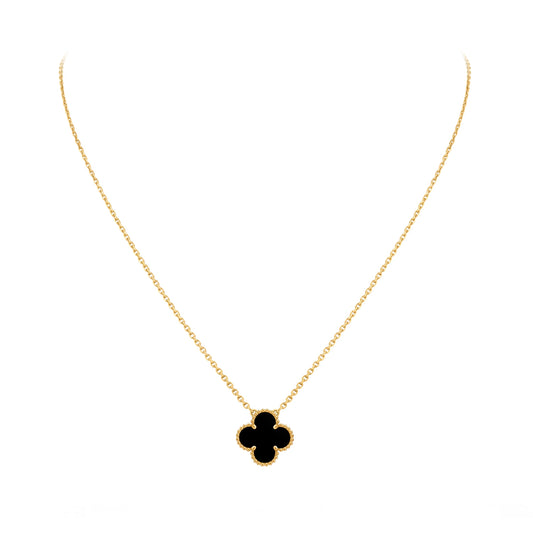 Single Clover-Motif Pendant — Onyx - LORDY JEWELLERY
