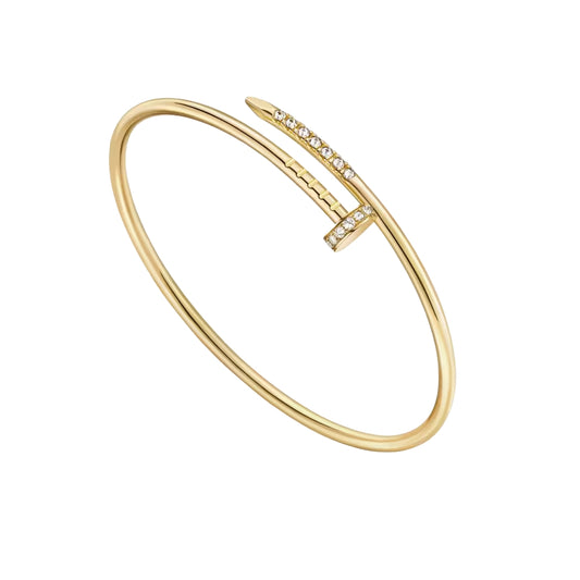 Nail-Inspired Small Gold Bangle — Reverse-Set Diamond Edition - LORDY JEWELLERY